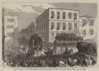 Fenian Prisoners at Manchester Conveyed Through Mosley-Street on Their Way to the Bellvue Prison